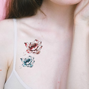 微刺青 蓮花👑大邱紋身👑【T08Z】新 小清新 假刺青 輕紋身 防水 紋身 刺青 貼紙 T08