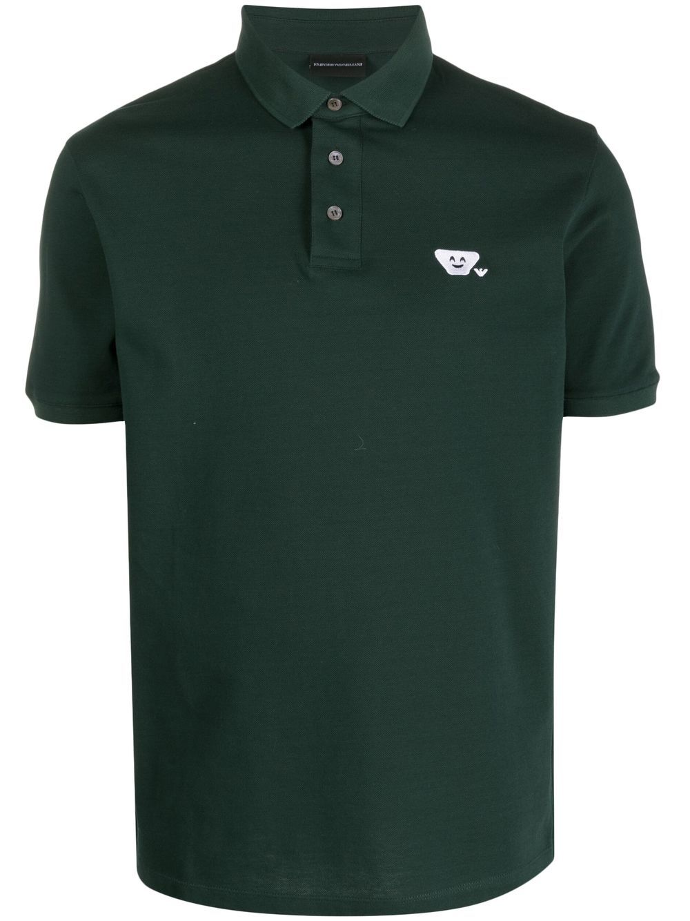 Emporio Armani - Emoji brand-patch polo shirt - men - Cotton - M - Green