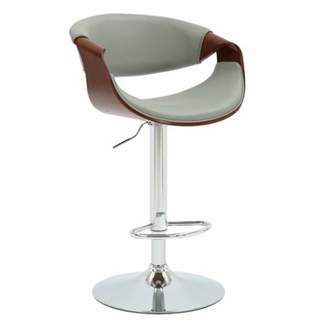 E-home Tyrel泰瑞爾PU面流線曲木可調式曲木吧檯椅-兩色可選灰色