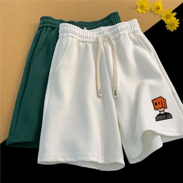 休閑短褲男夏季外穿跑步運動五分褲美式復古籃球褲男士直筒5分褲