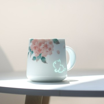 馬克杯 水杯 隨手杯 牛奶杯 批發子木辦公室玲瓏瓷貓咪馬克杯生日禮物情侶水杯可愛陶瓷