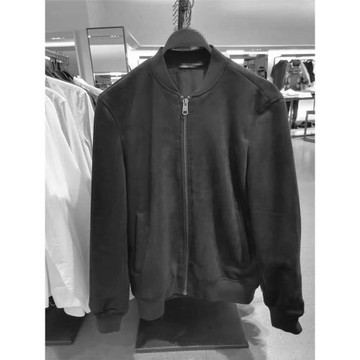 ZA XIONG 秋季新款男裝 絨面質感效果飛行員夾克外套 8574700800