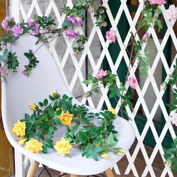 仿真玫瑰花藤假花藤條纏繞空調管道裝飾遮擋藤蔓婚慶花墻造景