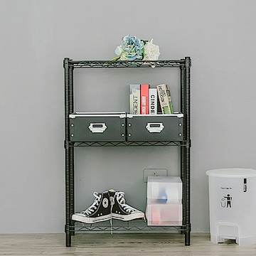 dayneeds 輕型 60x30x90cm三層鐵架(烤漆黑) 波浪架/收納架/置物架