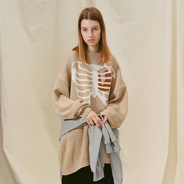 MOKACME VIBE 21AW 秋冬原創設計骷髏骨心碎提花針織毛衣