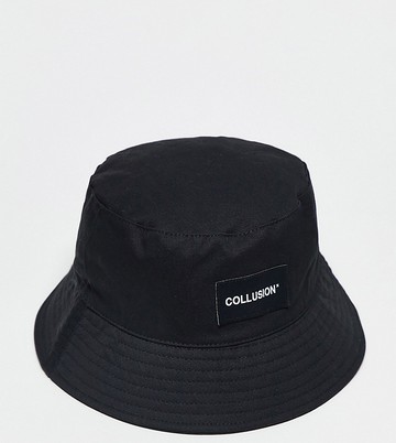 COLLUSION Unisex logo bucket hat in black