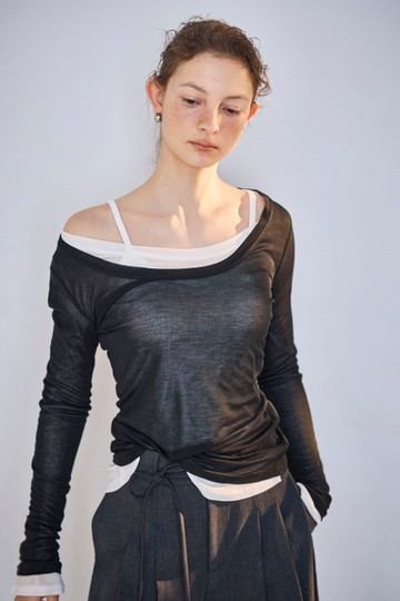 天然棉U領打底上衣(黑)