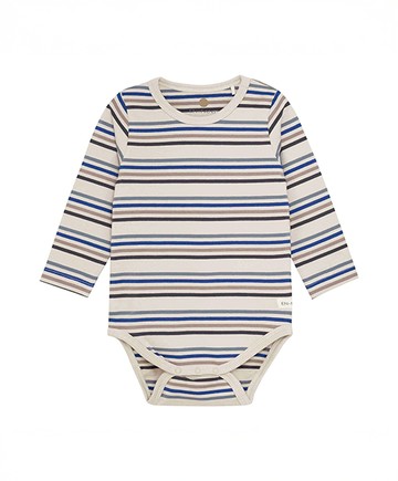 藍色條紋長袖包屁衣80cm