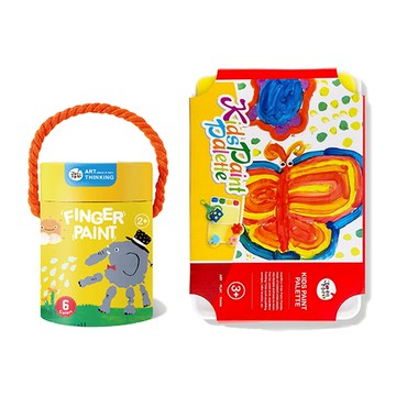 【 JarMelo 原創美玩】易洗手指畫基礎6色+創藝調色盤超值組