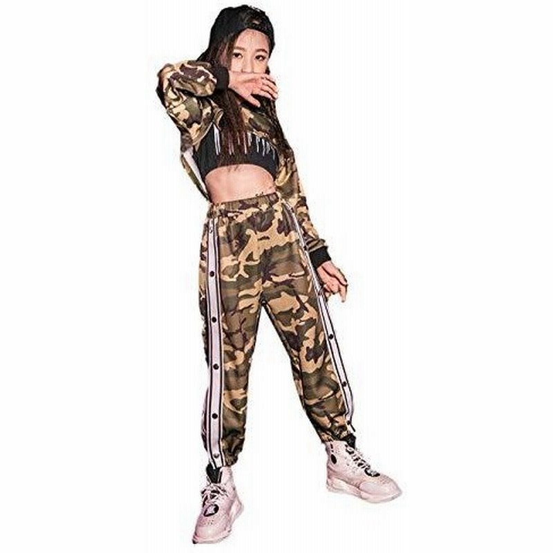 迷彩 キッズ ダンス衣装 ヒップホップ ダンス ズボン タンクトップ トップス かっこいい 女の子 練習着 子供服 通販 Lineポイント最大get Lineショッピング