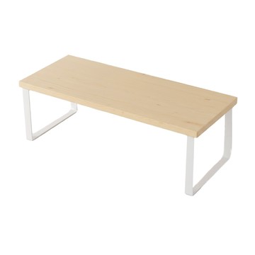 鐵藝木板款螢幕增高架 50 x 20 x 8cm 桌面收納架  1個  原木色 + 白架