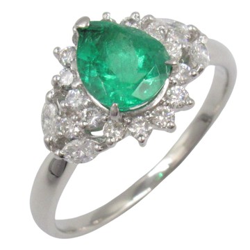 JEWELRY 無品牌珠寶 祖母綠 鑽石 PT900鉑金 戒指 【二手名牌BRAND OFF】