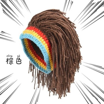 ⚡免運臺灣有貨⚡歐美保暖毛線帽假髮帽個性嘻哈男女潮帽雷鬼搞怪毛線帽跨⚡可開票