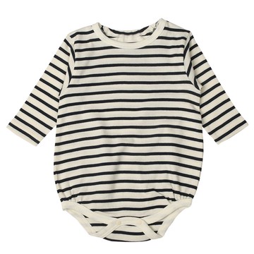 akachan honpo - 長袖包屁衣-羅紋針織布-深藍色