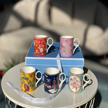 W家韋奇漫游美境骨瓷馬克杯水杯復古茶杯杯子歐式早餐牛奶咖啡杯