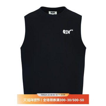 QUARTER IN NIGHT2025夏季新款無袖倒影LOGO坎肩背心T恤