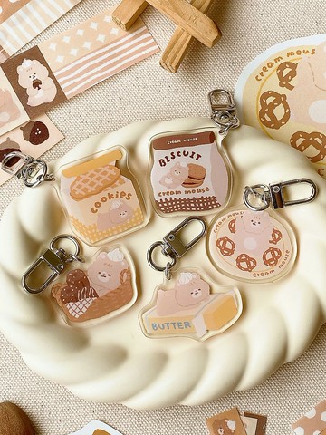 奶油鼠/法式野餐壓克力吊飾九代/鑰匙圈/5款圖案