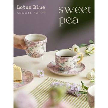 藍蓮花家居羨鳥文社手繪陶瓷早餐杯高顏值馬克杯女生喝水杯子牛奶