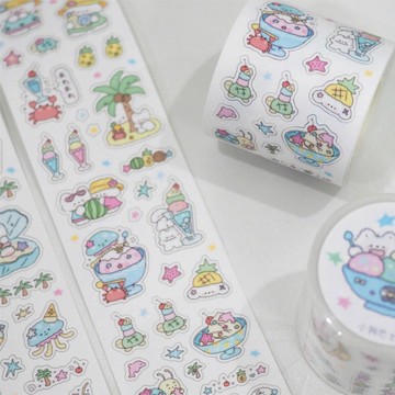 小狗巴士VOL.8 可愛貼紙卷 合成紙雙透閃砂切膜貼紙卷