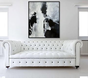 超大黑白原創帆布畫牆藝術、紋理藝術