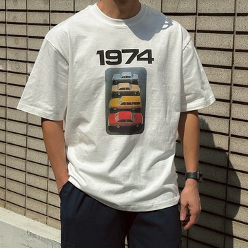 正韓3TYPE 堅挺柔棉經典老車印花短袖T恤 白色 YUPPIE 預購商品 0407