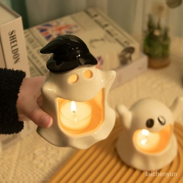 優選好物 萬聖節幽靈燭臺可愛桌麵小鬼高顔值禮物小衆稀奇高級感擺件ins風 LAZZ