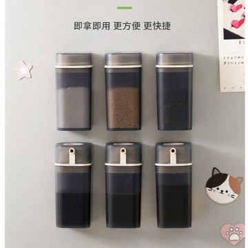 🍀原居🍀[台灣現貨] sp_saucem磁吸鹽罐 調味料瓶 廚房 家用 密封防潮調味料 套裝 磁吸醬油罐調味瓶罐