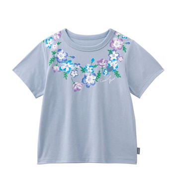 日本千趣會 - GITA 純棉印花短袖上衣-花圈項鍊-水藍