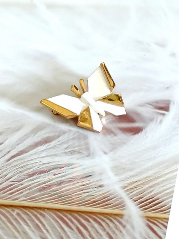 vintage jewelry  Trifari 摺紙系列 蝴蝶 琺瑯別針  胸針
