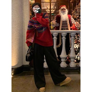 新年穿搭慵懶風紅色毛衣女早春季2026新款寬松內搭打底針織衫上衣