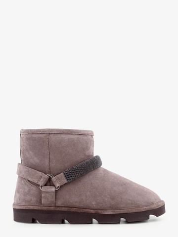 Suede ankle boots with precious ribbed strap - BRUNELLO CUCINELLI - gender_Woman