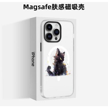 酷酷黑貓Magsafe磁吸蘋果14promax手機殼iPhone13高級感新款plus透明14pro超薄ip12女防摔的pm硅膠15適用全包