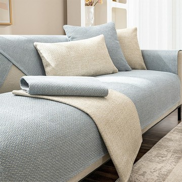 【好物良品】一人座組合＿高品質四季通用仿亞麻親膚止滑沙發墊-質樸系列一人座 質樸灰藍