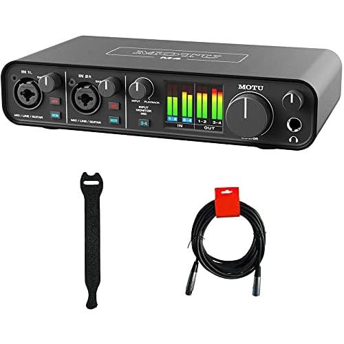 MOTU M4 Desktop USB Type-C Audio-MIDI Interface Bundle with XLR-XLR Cable and 10-Pack Straps