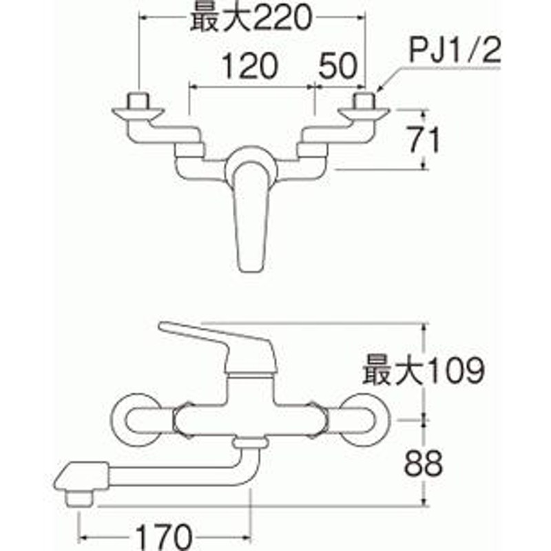 サンエイ シングル混合栓 CK1700DK−4U−13 寒冷地用 シングルレバー混合栓 壁付混合栓 キッチン用混合栓 旧社名：三栄水栓 通販  LINEポイント最大0.5%GET LINEショッピング