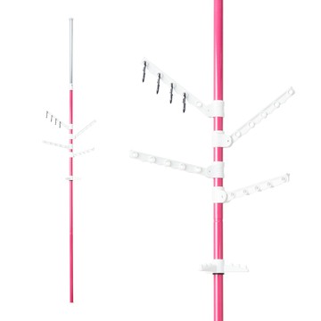 【Amos】頂天立地高挑阿姨單桿掛衣架/衣帽架桃紅色