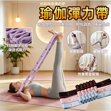 多功能瑜珈彈力繩 數字彈力帶 分段彈力帶 皮拉提斯 阻力帶 臀部訓練 美背 瘦身 瑜珈 重訓拉力帶 拉力繩 彈力繩 翹臀