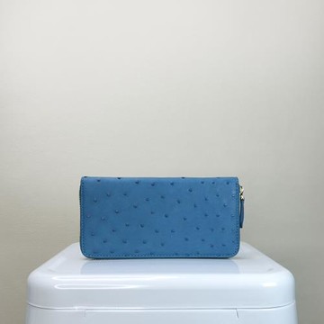 【M2nd】輕奢OL珍稀鴕鳥皮長夾(土耳其藍-T32A)