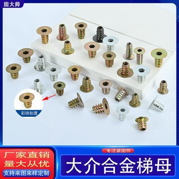【台灣出貨】軟牀配件鋅合金大介內外牙螺母 傢俱內六角預埋螺母 軟牀專用螺母【爆款】