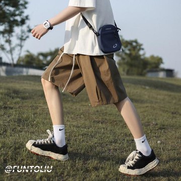 日系cityboy工裝短褲男夏季潮流簡約五分褲薄款寬松休閑運動褲子