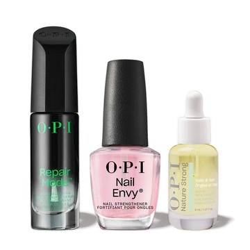 OPI 乾燥甲潤護組（超奇蹟甲面建構精萃9mL+清透粉透增強指甲護甲油15mL+指緣油8mL）_Repair Mode / 護甲小黑瓶 / Nail Envy / 硬甲油 / Nature Strong / 小金油