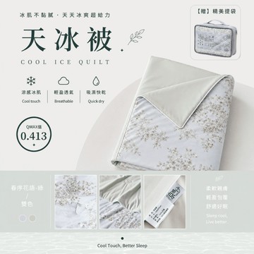 【夢境】天冰被2.0 AB版 雙色配 抑菌升級/迅速降溫/吸濕排汗/夏被/涼被/冷氣被/空調被 春序花語-綠