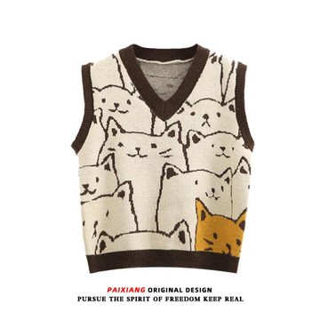 日系v領針織馬甲女秋冬新款外搭背心冬款復古內搭疊穿無袖毛衣潮