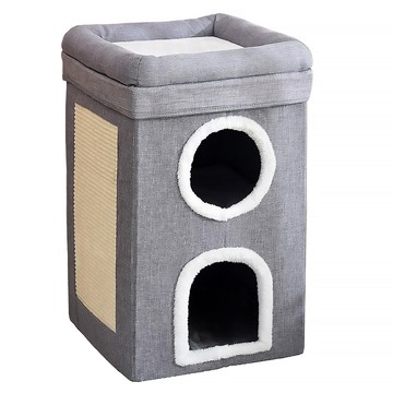 DING DONG PET Nest 坐墊貓抓板雙層屋  灰色  1個  39 x 39 x 64cm