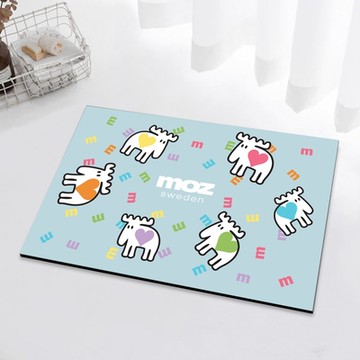 moz瑞典 駝鹿 速乾軟式硅藻防滑地墊- 轉圈圈(奶霜寶寶藍)