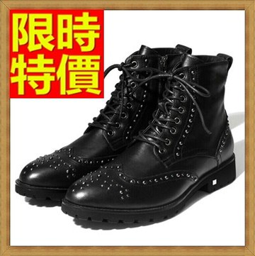 馬丁靴 鉚釘男鞋子-真皮繫帶尖頭 男中筒靴子64h17【義大利進口】【米蘭精品】