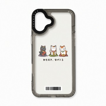 iPhone 16 Plus 殼 TRON IPhone 16 PLUS 俄羅斯方塊招財貓-三隻小貓  載具 太空殼 透黑款 手機殼