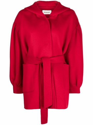 P.A.R.O.S.H. - tie-waist hooded wool coat - women - Wool - M - Red