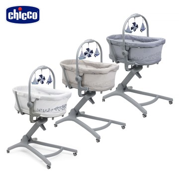 Chicco- BABY HUG PRO餐椅嬰兒安撫床(奶霜白/雅痞灰)贈 Baby Hug專用蚊帳+透氣床墊