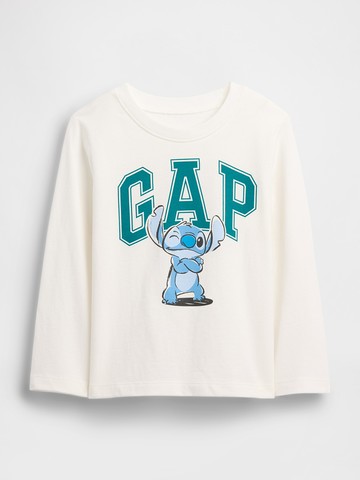 男幼童裝 Gap x Disney迪士尼聯名 Logo純棉印花圓領長袖T恤-白色